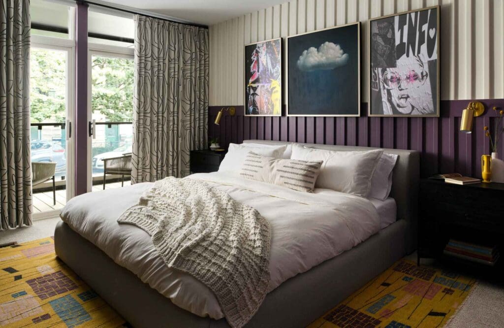 full-service-interior-design-north-woods-wi-creating-a-color-story-for-your-home-boutique-guest-bedroom-deep-purple-edgy-art-self-expression