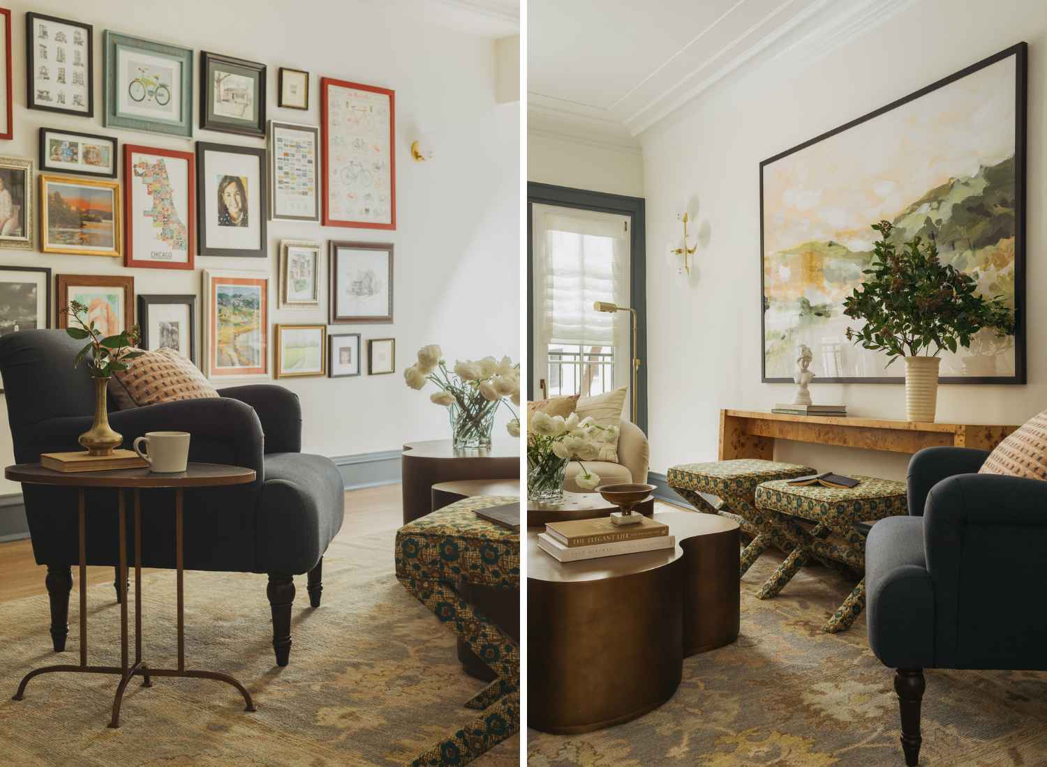 kp-home-lake-view-il-lincoln-park-home-interior-design-living-room-with-eclectic-gallery-wall-large-landscape-painting-comfortable-furnishings-meaningful